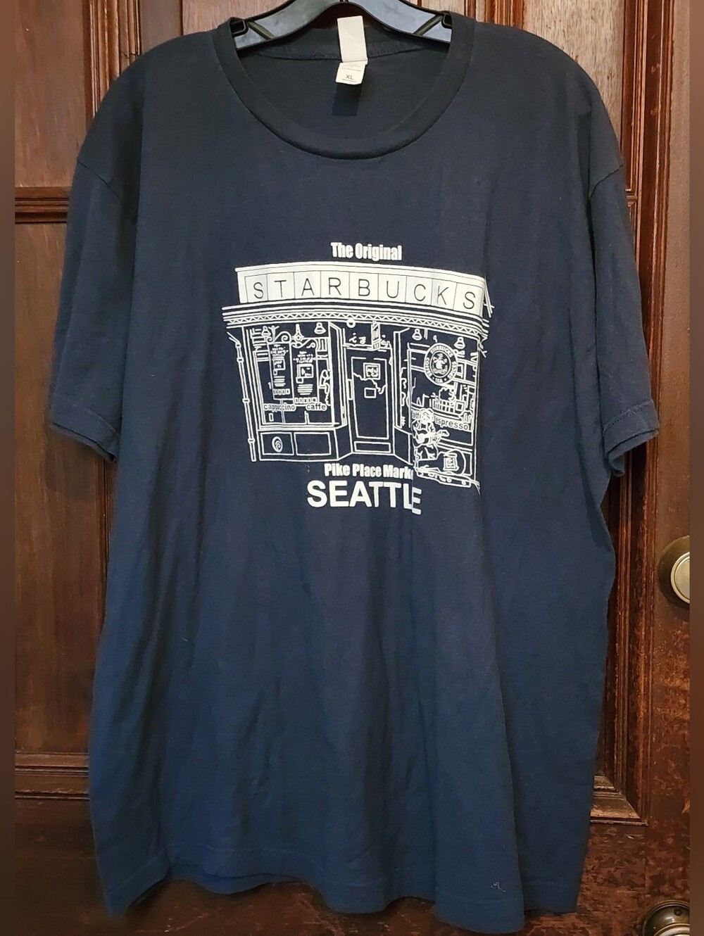 Vintage The Original Starbucks Pike Place Market Seattle Navy Tee Shirt- XL